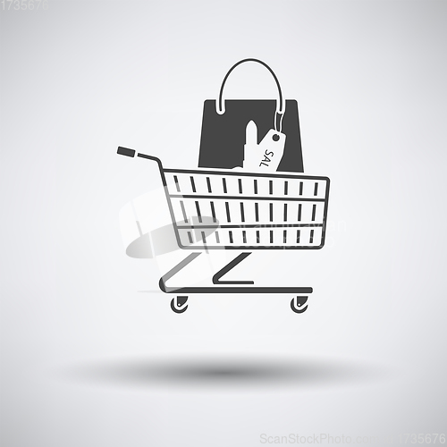 Image of Shopping Cart With Bag Of Cosmetics Icon