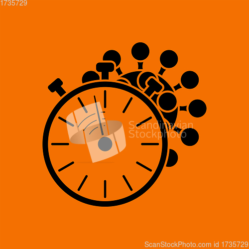 Image of Coronavirus Molecule Under Stopwatch Icon