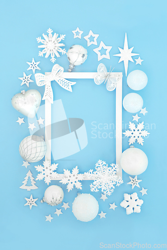 Image of Christmas Frame of Sparkling White Decorations