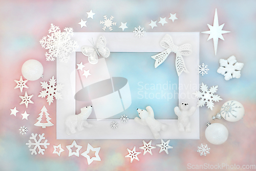 Image of Fantasy North Pole Theme Christmas Background Frame