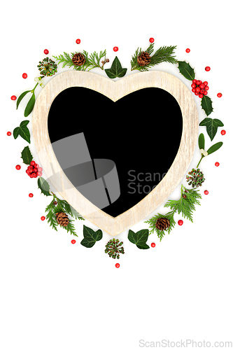 Image of Christmas Heart Wreath Holly and Winter Greenery