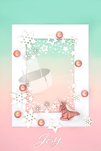 Image of Joy at Christmas Magical Unicorn Fantasy Background 