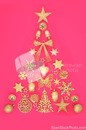 Image of Christmas Tree Abstract Gold Bauble Decoration 