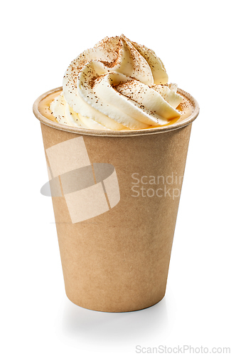 Image of pumpkin drink decorated with whipped cream and cinnamon