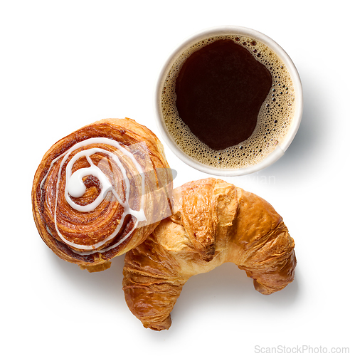 Image of cup of take away coffee and pastries