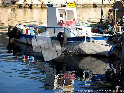 Image of Boat reflections. Pomos. Cyprus