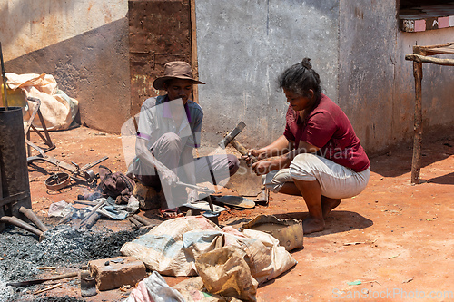 Image of Malagasy couple runs a blacksmithing business in Mandoto, Madagascar