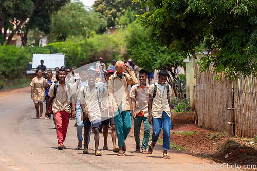 Image of Malagasy students in uniforms, Mandoto Madagascar