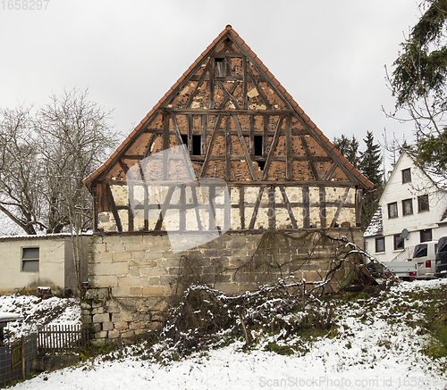 Image of old half-timbered house facade