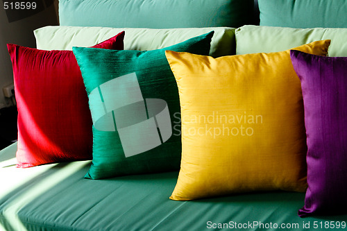 Image of Colorful silk cushions