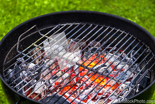 Image of burning charcoal grill