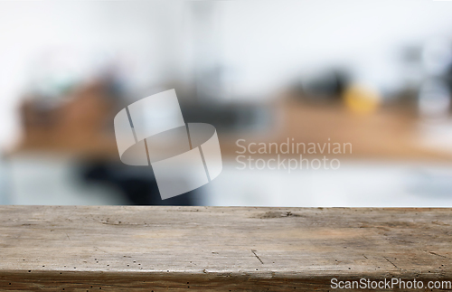 Image of abstract defocused background and table top