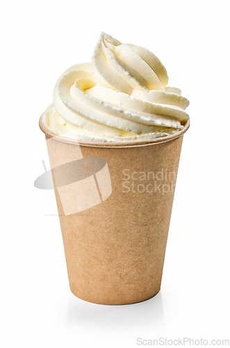 Image of cappuccino coffee decorated with whipped cream