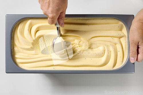 Image of box of vanilla ice cream