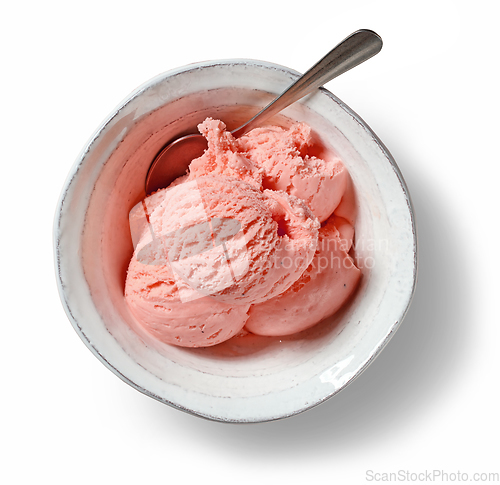 Image of bowl of pink ice cream