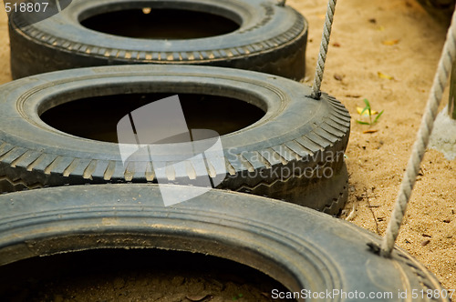 Image of Line of tyres