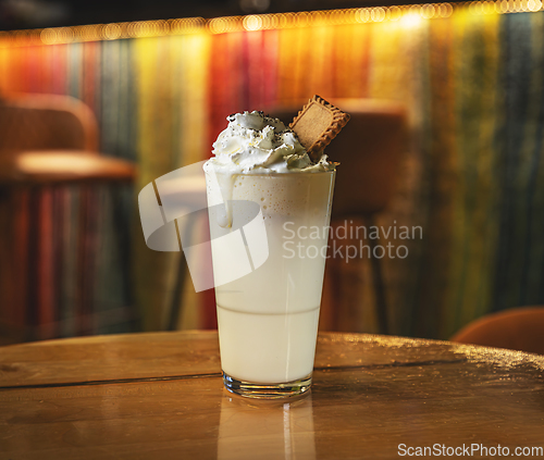 Image of Glass of hot white chocolate