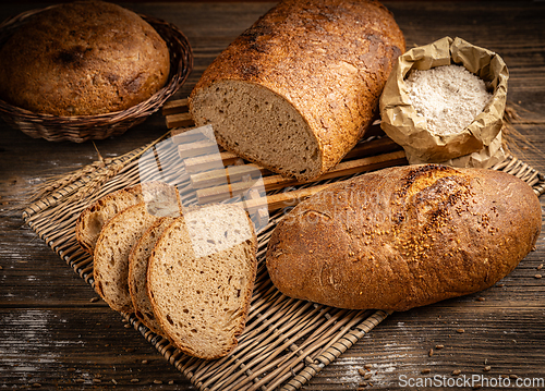 Image of Sliced rye loaves of bread