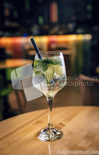 Image of Alcohol drink, gin tonic cocktail