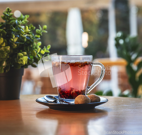 Image of Glass cup of tea