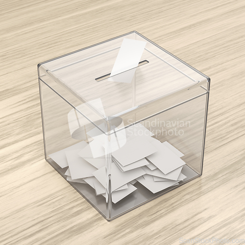 Image of Transparent ballot box with voting paper