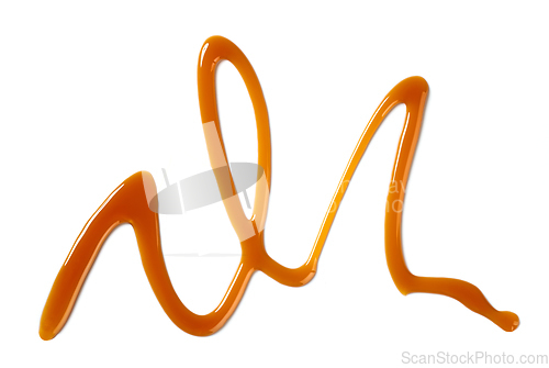 Image of caramel sauce on white background