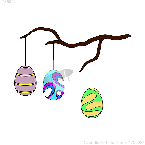 Image of Easter Eggs Hanged On Tree Branch Icon