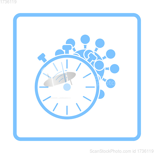 Image of Coronavirus Molecule Under Stopwatch Icon