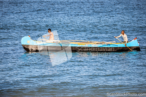 Image of Fishermen using sailboats to fish off the coast of Anakao in Madagascar