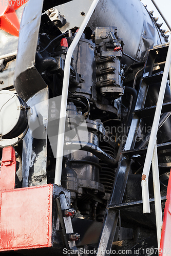 Image of details of an old steam locomotive