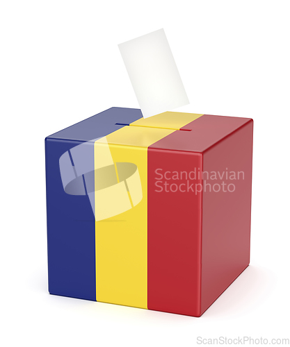 Image of Ballot box with the flag of Romania