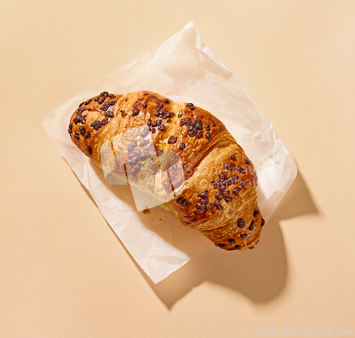 Image of freshly baked chocolate croissant