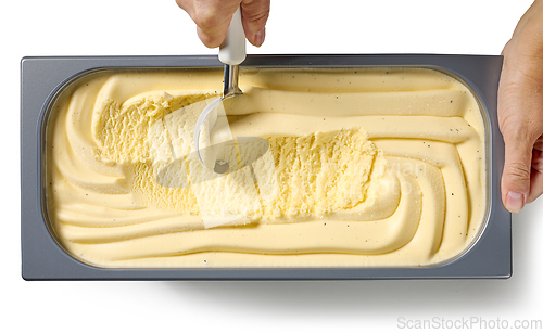 Image of box of vanilla ice cream