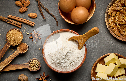 Image of various baking ingredients