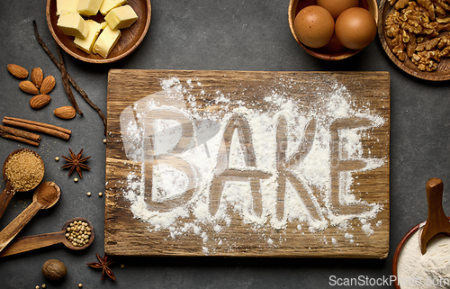 Image of various baking ingredients