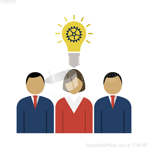 Image of Corporate Team Finding New Idea With Woman Leader Icon
