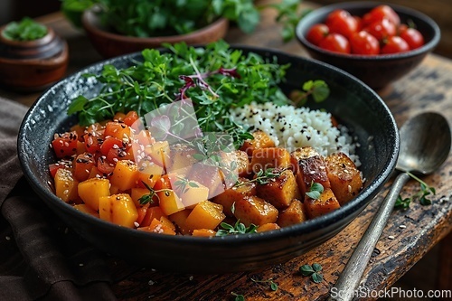 Image of Buddha bowl, healthy and balanced food