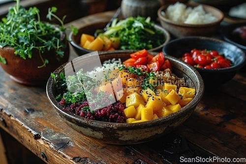 Image of Buddha bowl, healthy and balanced food