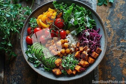 Image of Buddha bowl, healthy and balanced food