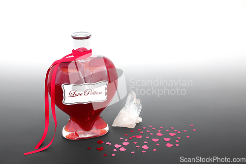 Image of Love Potion and Crystal Healing Concept