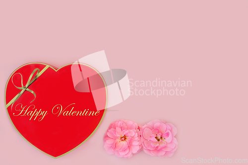 Image of Happy Valentine Heart Shaped Gift Box and Roses