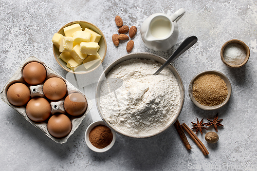 Image of various baking ingredients