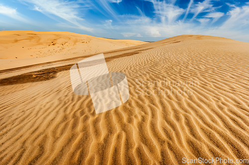 Image of Desert sand dunes on sunrise