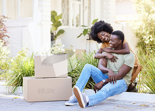 Image of Its an exciting day. a young couple moving into their new house.