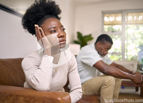 Image of Where do we go from here. a young couple in an argument at home.