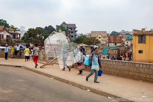 Image of Busy roadside in capital city Antananarivo, Madagascar