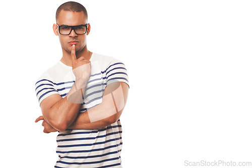 Image of Man fashion model posing against a studio background