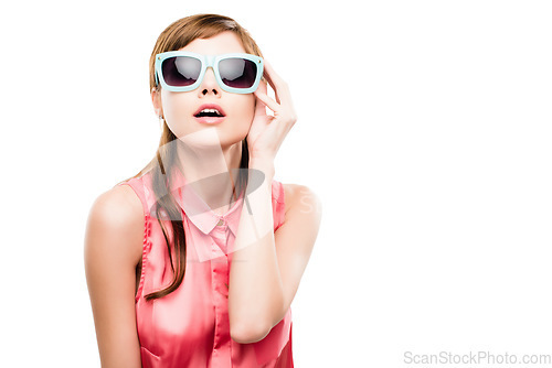 Image of Say hello to the sexy sixties. Studio shot of an attractive young woman dressed up in 60’s wear against a white background.