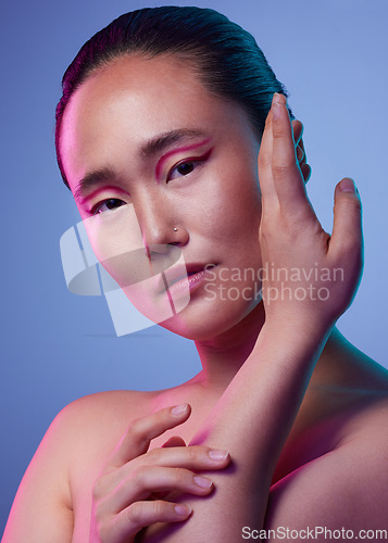 Image of Integrity never ages. an attractive young woman posing in studio against a purple background.