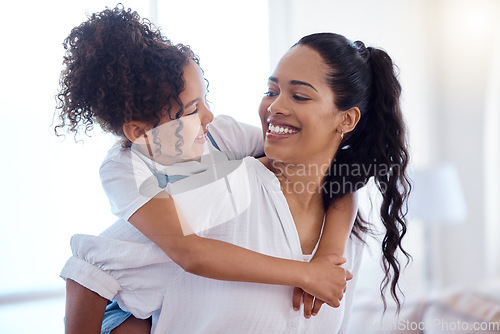 Image of You really are growing cuter by the day. a little girl bonding with her mother at home.